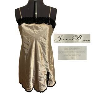 Jonie B Lace Slip Dress Champagne Black Size XL Romantic Grunge Coquette Trendy